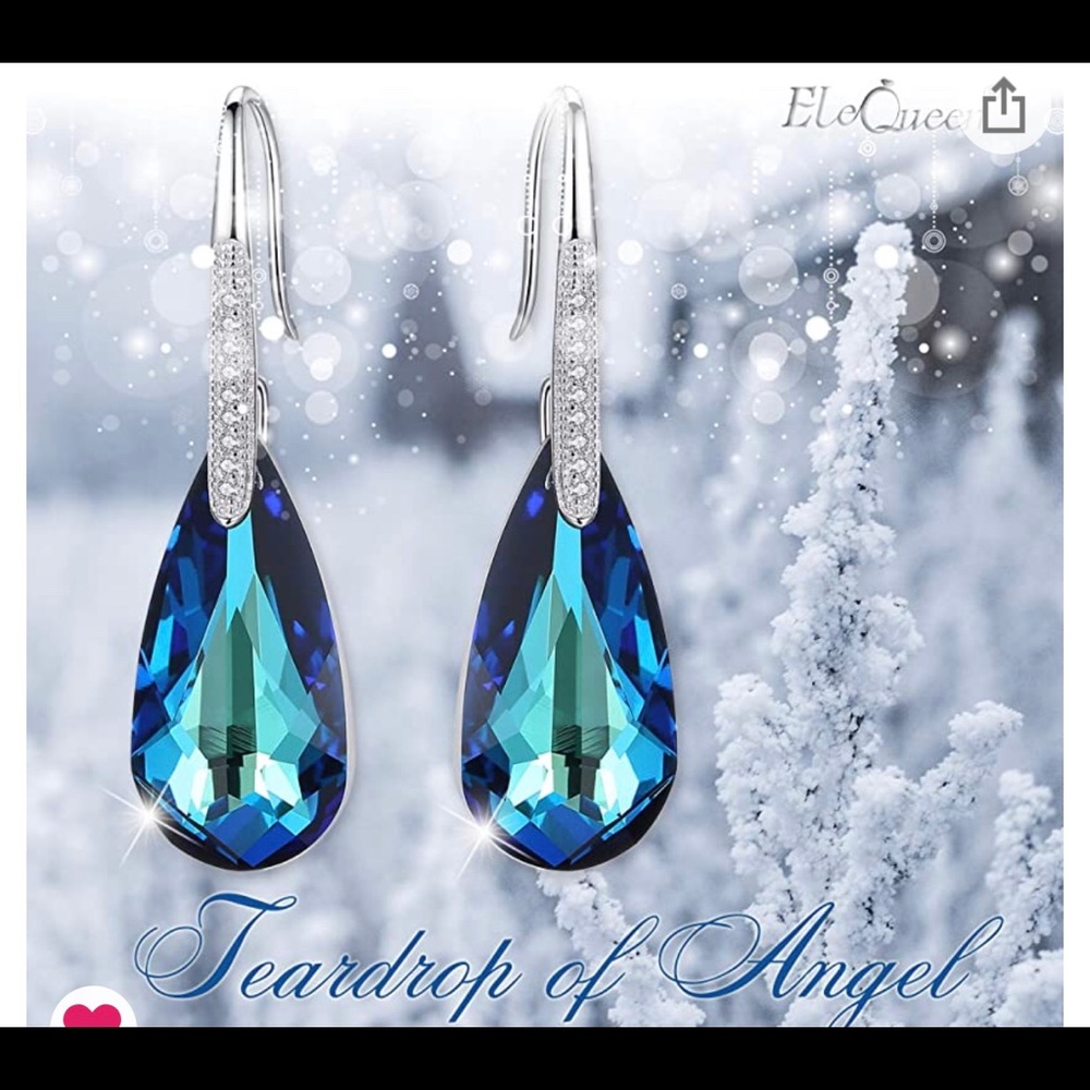 Sterling Silver CZ Teardrop Hook Dangle Earrings